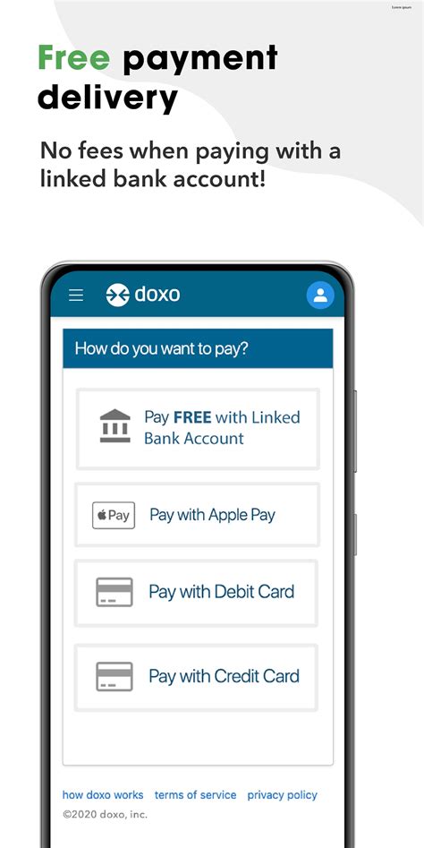 Just like package tracking, doxo provides real-time payment tracking so you can rest assured your payments are delivered on time. Pay when you want to Whether at your desktop or on the go, you can access doxo in web and mobile-friendly versions. doxo also offers the Bill Pay & Reminders app for both Apple iOS and Android phones.. 