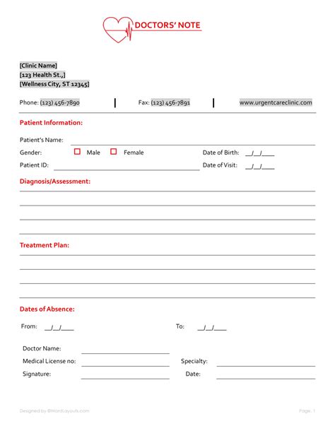 Dr Notes For Work Templates