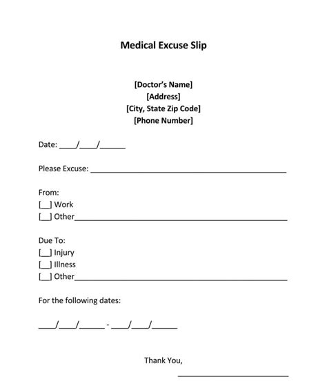 Dr Sick Note Template