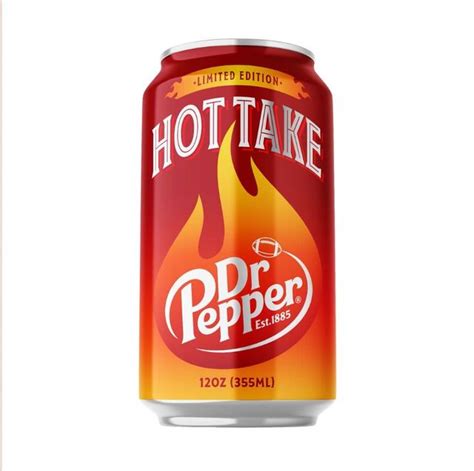 Dr pepper hot take. Dr Pepper has released a new flavor, Hot Take, which takes inspiration from "the sport and all of the hot takes that come with college football fandom.". The new product is characterized as an ... 