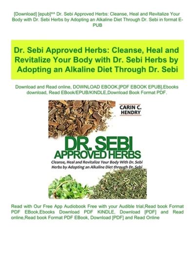Download Dr Sebi Activated Herbs Heal Cleanse And Rejuvenate Your Body With Dr Sebi Alkaline Herbs By Adopting An Alkaline Diet By Jackie Vintus
