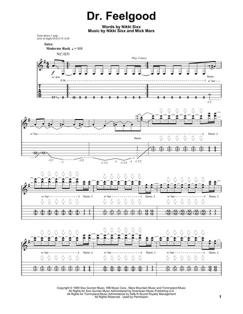 Dr. Feelgood Tab by Motley Crue Songsterr Tabs with Rhythm