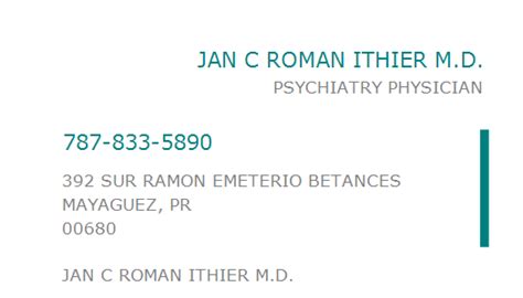 Dr. Jan C Roman Ithier - Psychiatry, Mayaguez PR - HealthCare4PPL