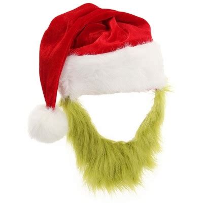 Dr. Seuss The Grinch Plush Santa Costume Hat with Beard