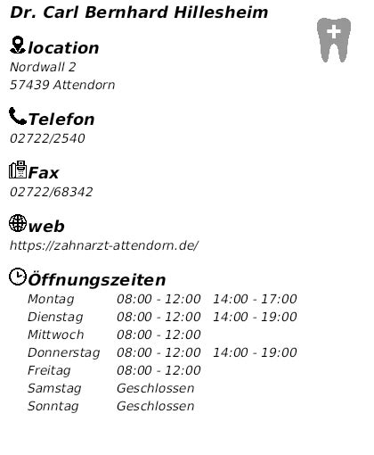 Dr. med. dent. Carl Bernhard Hillesheim - Zahnarzt in Attendorn