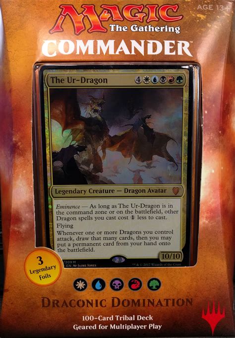 As the primordial ancestor and lifeblood of all dragons, the Ur-Dragon imbues strength into dragons from every corner of the Multiverse so that they may rain endless fire and destruction upon the enemies of dragonkind. Follow this link for the deck list for Draconic Domination:. 