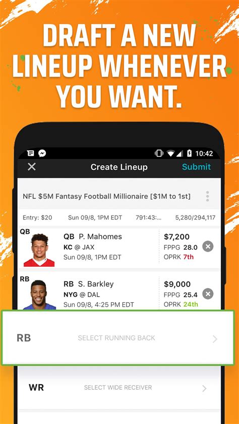 Draftkings apk. Bonus awarded based on the following play-thru requirement: for every $25 played on DraftKings in DFS/Sportsbook/Casino, player receives $1 in DK Dollars released to their account (e.g. a $500 deposit requires a player to play-thru a cumulative total of $2,500 in any combination of DFS contests, sportsbook bets … 
