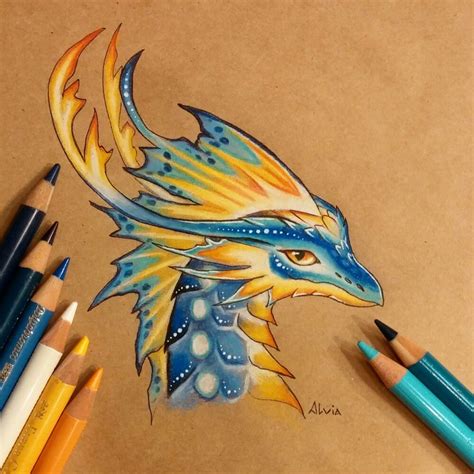 Dragon Drawing With Colour