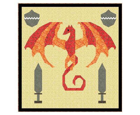 Dragon Quilt Block Pattern Downloadable PDF Quilt Block Etsy