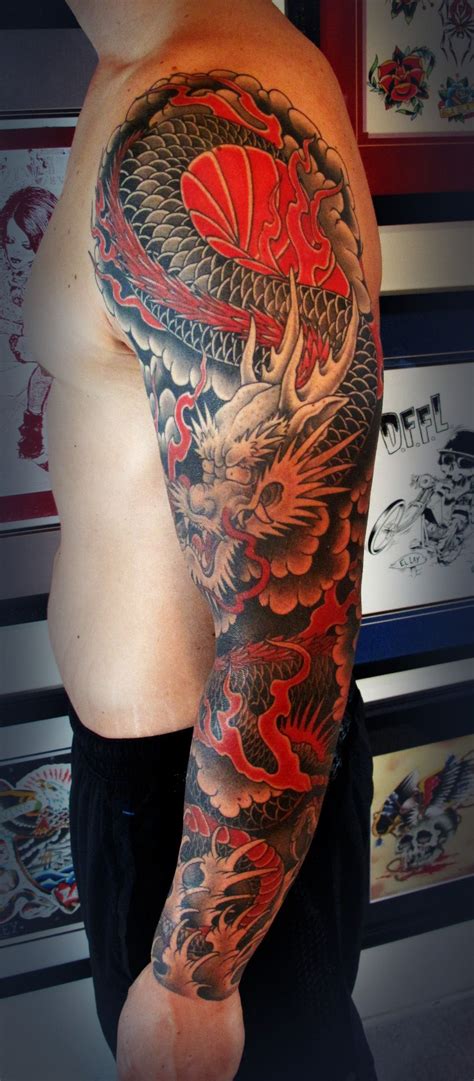 Dragon Sleeve « Saltwatertattoo Dragon sleeve tattoos, Full sleeve