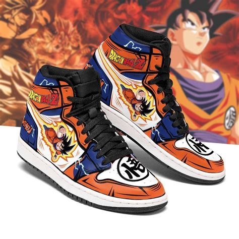Dragon ball z shoes. Krillin and Goku wearing Turtle School outfits for the first time. The standard uniform consists of a red or orange tank top with matching baggy pants, blue wristbands, blue toe shoes with white socks, and a black or blue obi tied in a knot over the waist. On the back of the tank top, there is a large Turtle School kanji, and on the front-left ... 