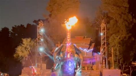 Dragon prop catches fire during Disneyland show; Disney temporarily suspends similar fire effects globally