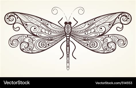 Dragonfly with unique pattern Royalty Free Vector Image
