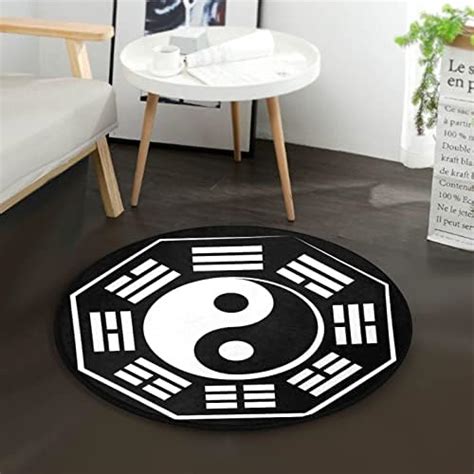 Dragons Yin Yang Symbol Round Area Rug Soft Non Slid 3 ft