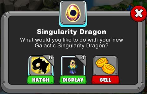 Raise and care for your own magical dragons in DragonVale! Create a park full of adorable and friendly dragons by hatching them, feeding them, and watching them grow up. ... I've been trying to get a singularity dragon for 2 months now. I've been breeding it with an elder dark dragon, which should give me the highest chance of getting one ...