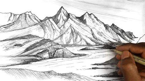 Draw A Mountain Landscape