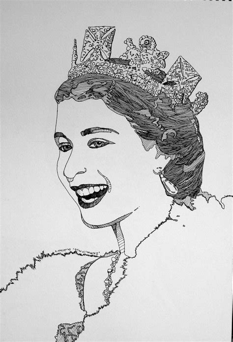 Draw A Portrait of Queen Elizabeth II Art Activity - Twinkl