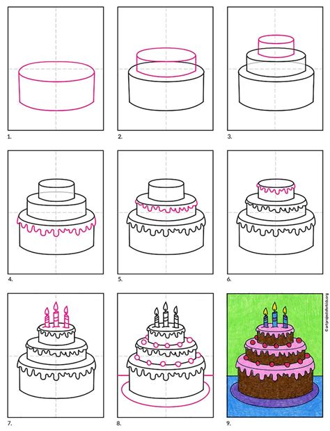 Draw Cake Step By Step