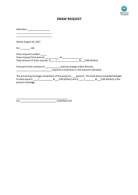 Draw Request Templates at