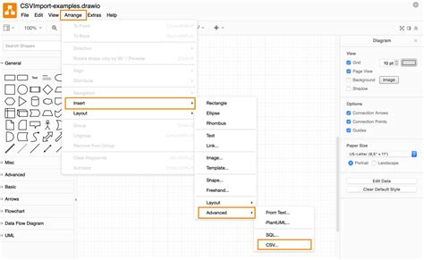 Draw io csv export.  Create digital artwork to share online and export to popular image...