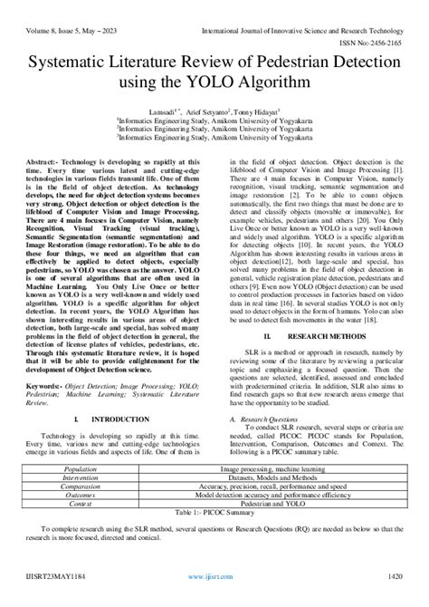 Drawbacks of yolo algorithm.  The paper provides a literature review of relevant algorith...