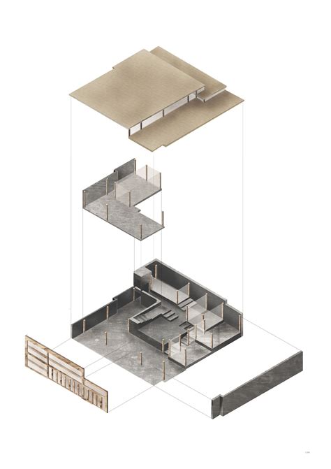 Drawing ARCHITECTURE ‘Exploded axonometric for a Visitors’ Center in...