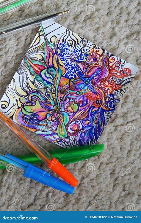 Drawing Abstraction with Colored Pens Stock Photo Image of colored