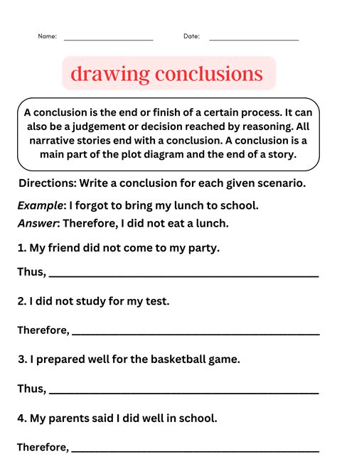 Drawing Conclusions Worksheet for 2nd 3rd Grade Lesson