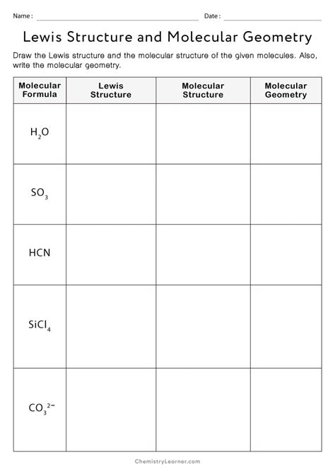 Drawing Lewis Dot Structures Worksheet