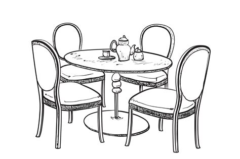 Drawing Of Dinner Table
