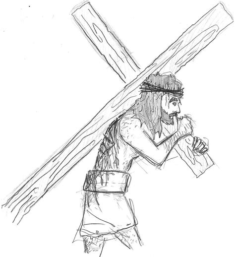 Drawing Of Jesus Carrying The Cross