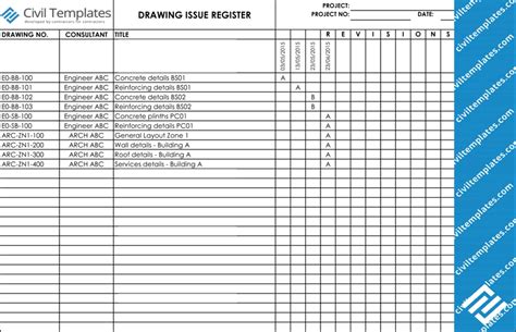 Drawing Register Excel Template Free PRINTABLE TEMPLATES