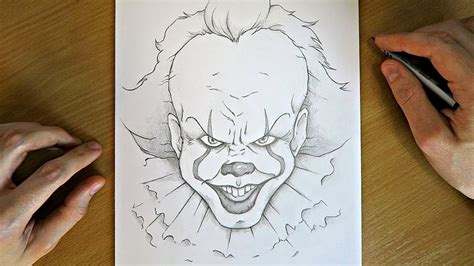 Drawing of Pennywise and from the hitmovie IT. Tutorial easy