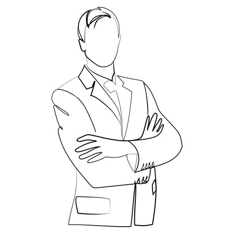Drawing of man in suite Line art illustrations
