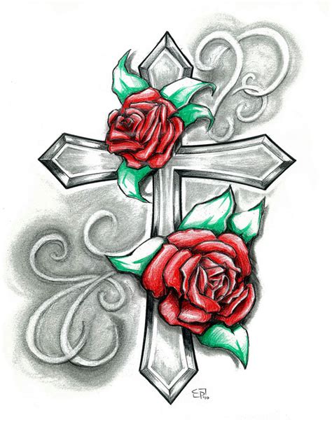 Drawings Of Roses And Crosses