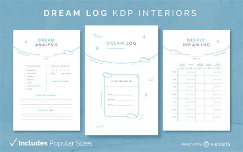 Dream Log Diary Design Template KDP Vector Download