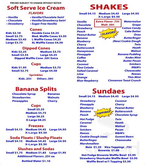 Dreamette menu. 16475 San Carlos Blvd., south Fort Myers; 7977 Dani Drive No. 130, Fort Myers; 1700 Periwinkle Way, No. 9, Sanibel: 239-466-7707; loveboaticecream.com. The iconic south Fort Myers ice cream shop ... 