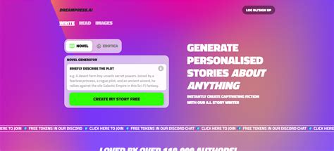 Dreampress ai. DreamPress is an AI story generator that empowers users to craft personalized fiction narratives. Through its AI story writer feature, users can instantly concoct stories where they become the central character. DreamPress encompasses diverse story genres like romance, erotic, fantasy, and adventure. Users can either create stories from scratch ... 