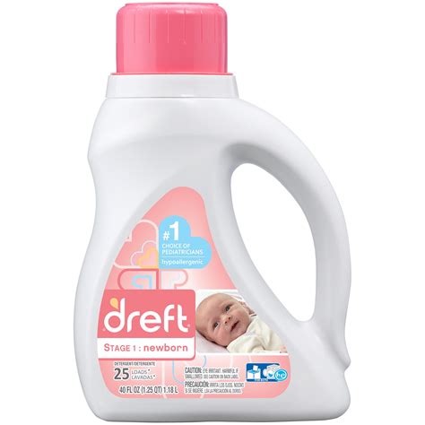 Dreft detergent. Dreft Laundry Detergent is a true champion when it comes to handling the delicate task of washing baby's clothes. It's specifically designed for a baby's sensitive skin, being hypoallergenic and free from harsh chemicals. One of Dreft's outstanding features is its ability to effectively remove various common stains - from food to diaper incidents. 
