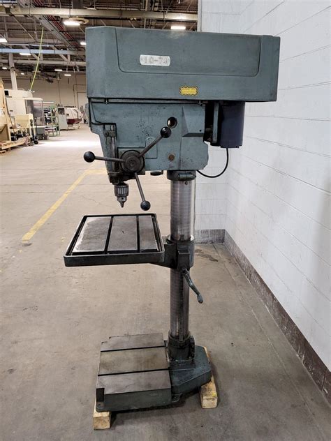 Drill press for sale. Jet JDP-20MF, 20" Floor Drill Press 115/230V 1Ph 354170. 1/2" Dia. external depth stop with three nut locking feature for quick adjustment. Adjustable tension spindle return spring. Drill chuck and key included. Hinged metal belt and pulley cover. On/off switch located on front of drill press head. $1,837.14. 