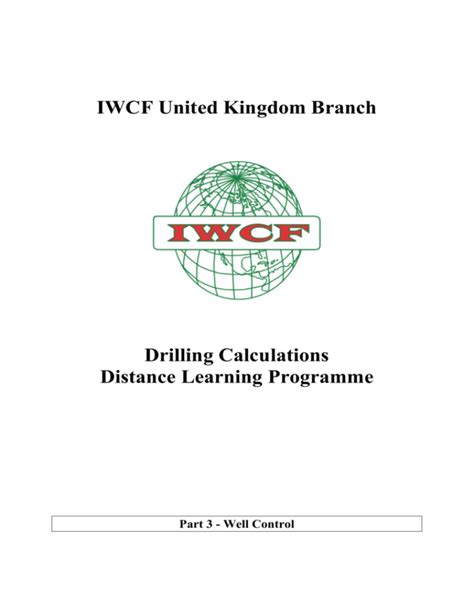 Drilling Calculations Distance Learning Programme