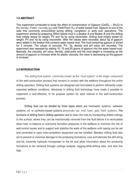 Drilling Fluid Contamination Test PDF Gypsum