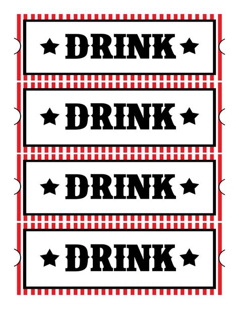 Drink Tickets Printable