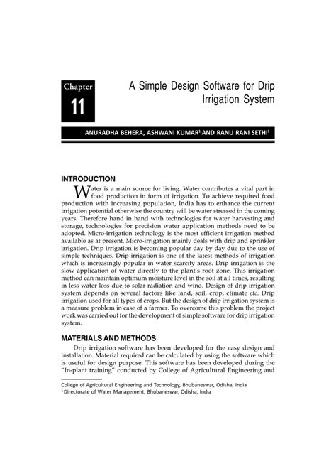Drip irrigation design layout.  Chapter A Simple Design Software for Drip 11 Ir...