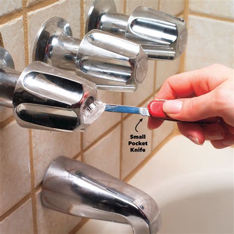 Dripping tub faucet. 2. Open the faucet to drain any excess water. Turn on one of the handles in your bathtub so the water empties out of the spout. There will be a small amount of water leftover from your pipes that will drain. When the water stops coming out of the spout, turn the faucet off again. 3. 