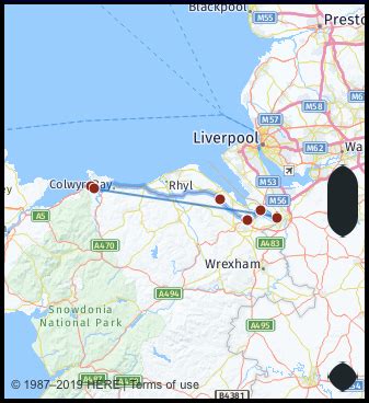 Drive distance from Chester Cheshire to Conwy