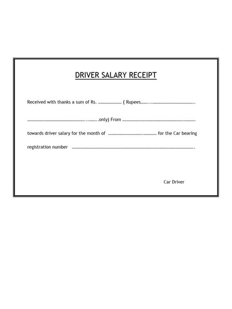 Driver Receipt Template