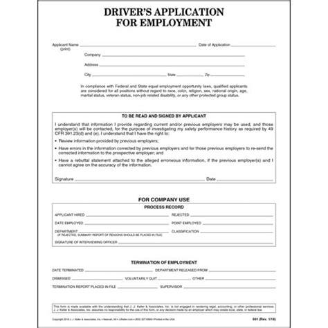 Driver S Application For Employment Ada Compliant