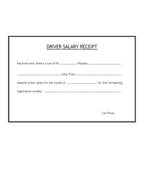 Driver Salary Receipt Form, Sample Driver Salary Receipt Form Sample Forms