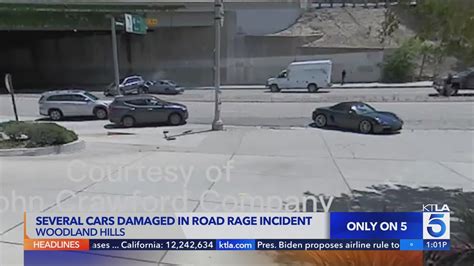 Driver arrested after damaging several cars in Woodland Hills road-rage incident (video)